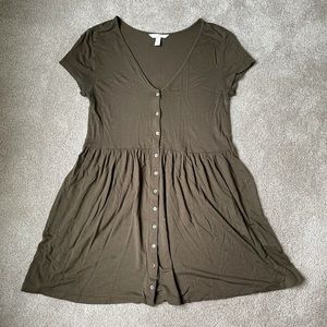 Olive Green Button Up Dress